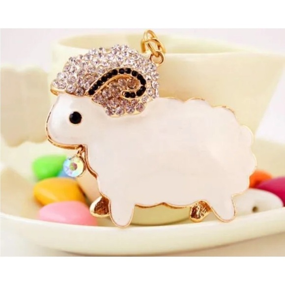 BETSEY JOHNSON MARY HAD A LITTLE LAMB PINK RHINESTONE & WHITE ENAMAL NEC… - Picture 1 of 2